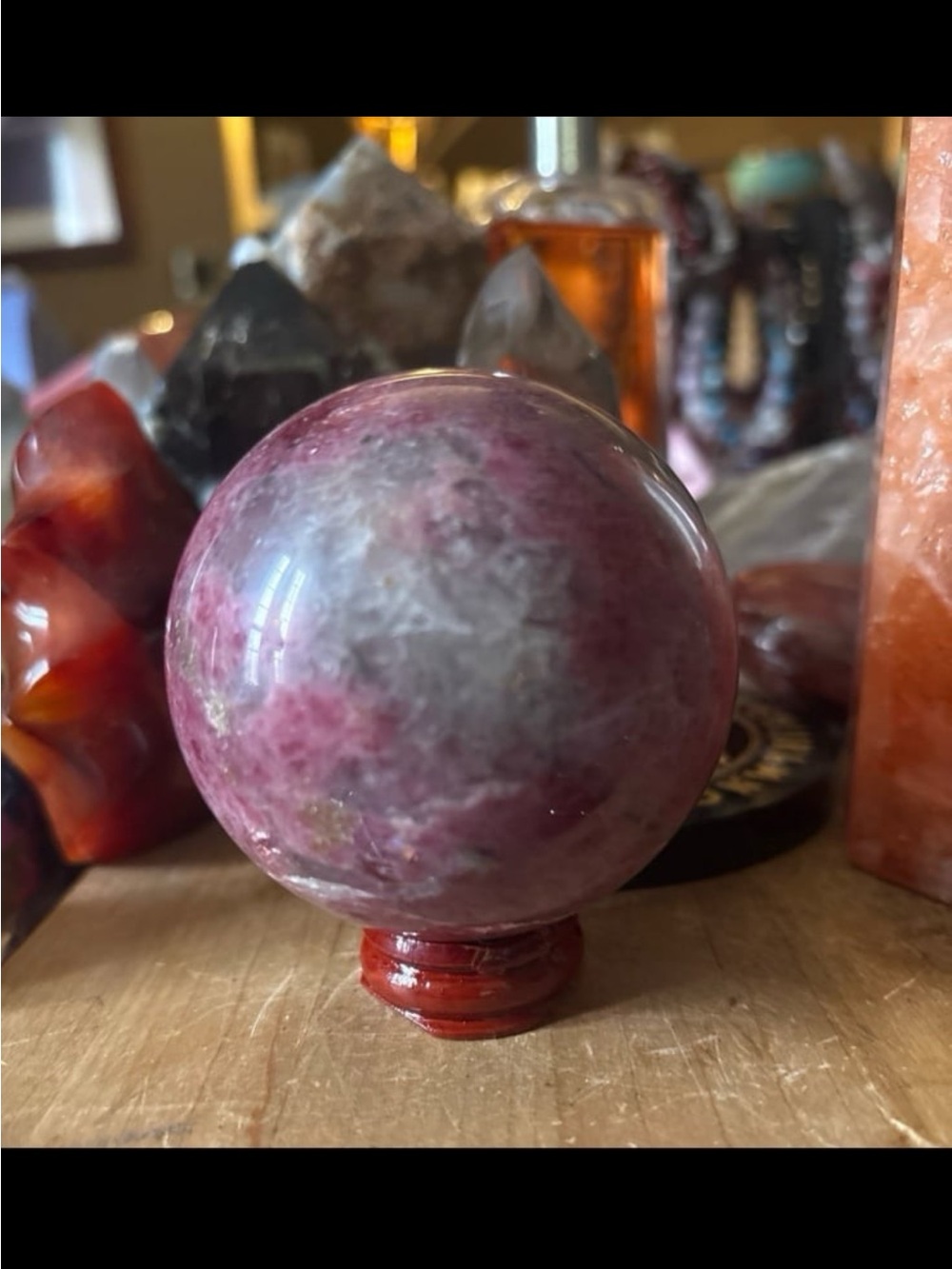Pink Rhodonite Sphere - Picture 7 of 9